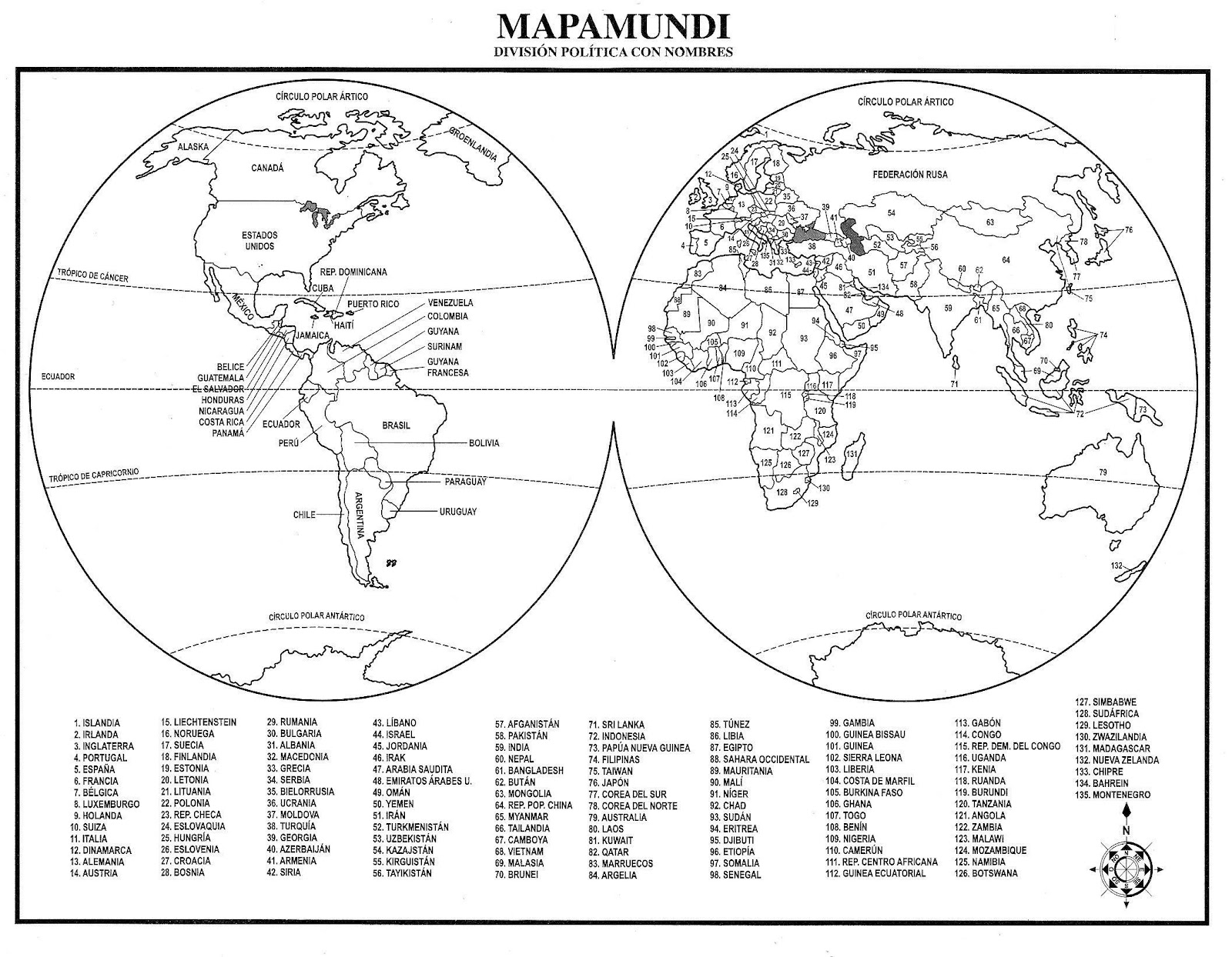 mapa mundi con diviciones
